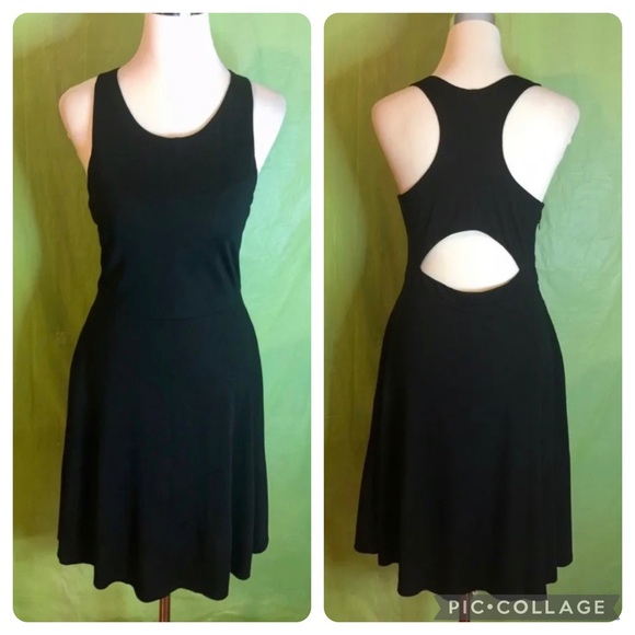 Kranda Dresses & Skirts - Kranda Black Sleeveless Racer-Back Cut-Out Tank Dress
